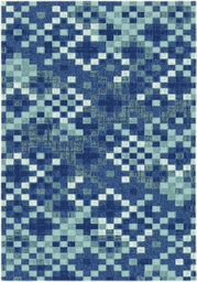 Aspect Furniture Lavender Fractals Vintage Geometric Check Pattern Rug (Blue/teal/cream),120X170Cm - thumbnail 4