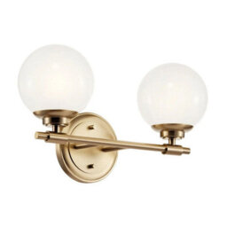 Luminosa Lighting Elstead Kichler Benno Bathroom Wall Lamp Contemporary Champagne Bronze 3000K Ip44 2X G9