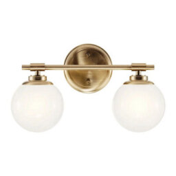 Luminosa Lighting Elstead Kichler Benno Bathroom Wall Lamp Contemporary Champagne Bronze 3000K Ip44 2X G9 - thumbnail 2