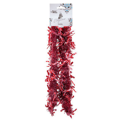 Candy Cane Tinsel Christmas Decoration X 1 55Cm X 19Cm X 12Cm Red - image 1