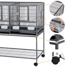 Yaheetech Black Stackable Wide Bird Cage Divided Breeder Cage With Rolling Stand - thumbnail 5