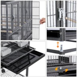 Yaheetech Black Stackable Wide Bird Cage Divided Breeder Cage With Rolling Stand - thumbnail 6