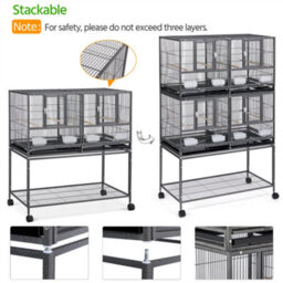 Yaheetech Black Stackable Wide Bird Cage Divided Breeder Cage With Rolling Stand - thumbnail 4