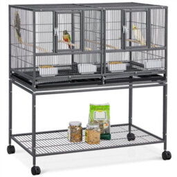 Yaheetech Black Stackable Wide Bird Cage Divided Breeder Cage With Rolling Stand - thumbnail 2