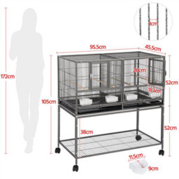Yaheetech Black Stackable Wide Bird Cage Divided Breeder Cage With Rolling Stand - thumbnail 3