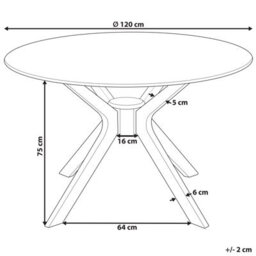 Beliani Dining Table Tymis Dark Mahogany 120 Cm 120 Cm - thumbnail 3