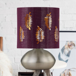First Choice Lighting Jenson - Brushed Chrome Touch Table Lamp With Burgundy Fern Shade - thumbnail 3