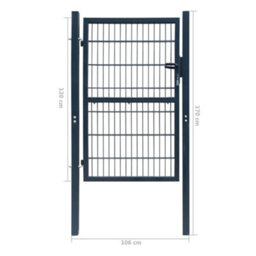 Berkfield 2D Fence Gate (Single) Anthracite Grey 106 X 170 Cm - thumbnail 7