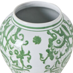 Wyld And Coco Handmade Porcelain Lidded Ginger Jar Vase White And Green Glaze - 18Cm X 37Cm - thumbnail 5