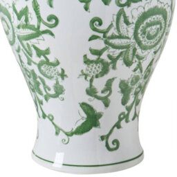 Wyld And Coco Handmade Porcelain Lidded Ginger Jar Vase White And Green Glaze - 18Cm X 37Cm - thumbnail 6
