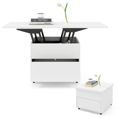 Gainoom Lift Top Coffee Table 3-In-1 Folding Center Table Modern Extendable Dining Table W/lockable Wheels - image 1