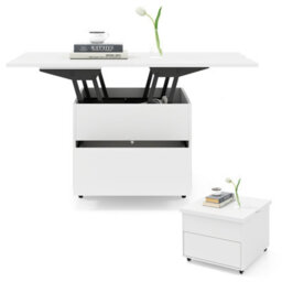 Gainoom Lift Top Coffee Table 3-In-1 Folding Center Table Modern Extendable Dining Table W/lockable Wheels - thumbnail 1