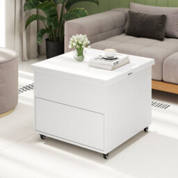 Gainoom Lift Top Coffee Table 3-In-1 Folding Center Table Modern Extendable Dining Table W/lockable Wheels - thumbnail 3
