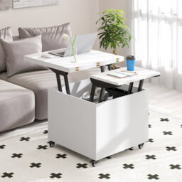 Gainoom Lift Top Coffee Table 3-In-1 Folding Center Table Modern Extendable Dining Table W/lockable Wheels - thumbnail 4