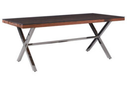 Orsina Natural Dining Table With Cross Base, Sleek Garden Tabel For Patio, Spacious Lounge Table,  Kitchen Table - thumbnail 2