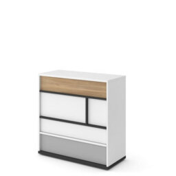 Arte Elegant And Spacious Imola Chest Of Drawers In White, Grey And Oak (H)900mm (W)900mm (D)400mm - Perfect For Bedroom Storage - thumbnail 1