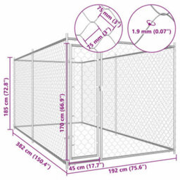 Vidaxl Outdoor Dog Kennel 382X192X185 Cm - thumbnail 6