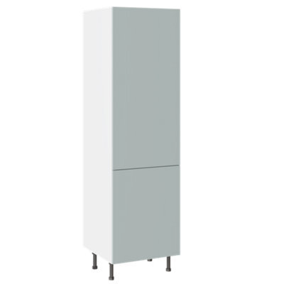 Kitchen Kit Aquamarine Supermatt Slab Door Larder Unit Cabinet Soft Close Drawers Flatpack - 600X1970mm