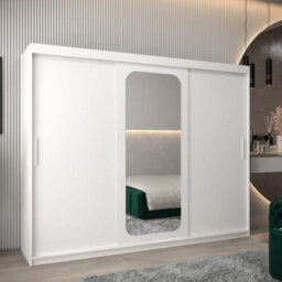 Arte Uppsala T2 Sliding Door Wardrobe 250Cm In White - Bright, Mirrored Storage For Airy Interiors - thumbnail 1