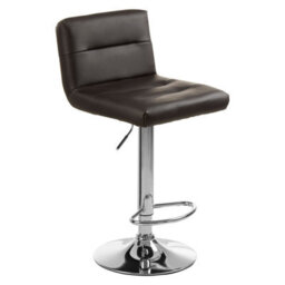 Orsina Adjustable Height Black Seat Bar Stool With Chrome Base, Comfortable Bar Chair, Sleek Modern Bar Stool - thumbnail 2