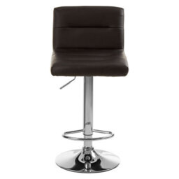 Orsina Adjustable Height Black Seat Bar Stool With Chrome Base, Comfortable Bar Chair, Sleek Modern Bar Stool - thumbnail 1
