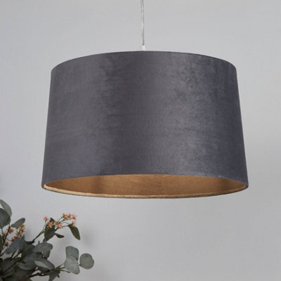 Lighting Collection Charcoal Weave Contemporary Fabric Drum Pendant Light Shade - image 1