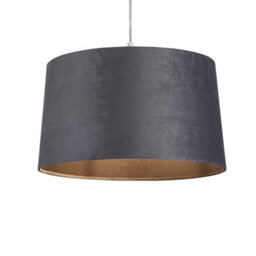 Lighting Collection Charcoal Weave Contemporary Fabric Drum Pendant Light Shade - thumbnail 2