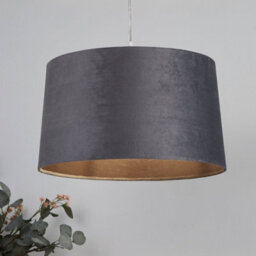 Lighting Collection Charcoal Weave Contemporary Fabric Drum Pendant Light Shade - thumbnail 1