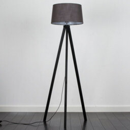 Valuelights Barbro Black Tripod Floor Lamp With Grey Linen Tapered Shade And Bulb - thumbnail 4