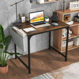 Computer Desk With Power Outlets Modern Home Office Desk With Storage Brown - thumbnail 5