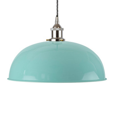 Duck Egg Blue Worcester Painted Dome Pendant Light With Nickel Lamp Holder And Grey Twisted Cable - Se Home - image 1