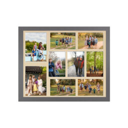 AK Frames 20X16 Dark Grey Sleek Multi Photo Frame With Ivory Mount - Holds 9 Apertures (2X) 7X5, (7X) 6X4 Photos - thumbnail 1