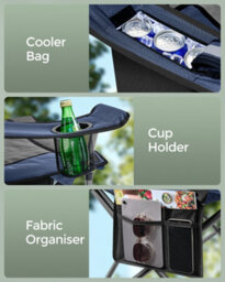 LEDREM Oversized Camping Chair, Heavy-Duty Outdoor Folding Chair Comfortable Lumbar Support, Grey And Blue - thumbnail 6