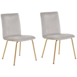 Beliani Set Of 2 Dining Chairs Rubio Velvet Grey - thumbnail 1