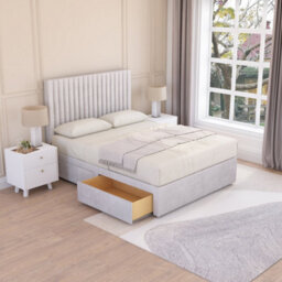 Sloomy Manhattan Silver Plush 3Ft Memory Foam Bed Set With 2 Drawers, Mattress & Headboard- Single - thumbnail 2