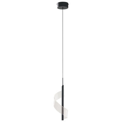 Wyld And Coco Black Metal Spiral Led Pendant Lamp For Living Room And Dining, Gloss Finish, W13 X D13 X H190Cm - image 1