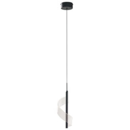 Wyld And Coco Black Metal Spiral Led Pendant Lamp For Living Room And Dining, Gloss Finish, W13 X D13 X H190Cm - thumbnail 1