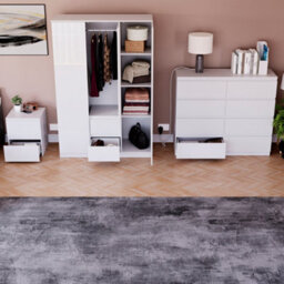 Lassic Vida Designs Glinton 3 Piece White Fsc Bedroom Set - (8 Drawer Chest, 3 Door Wardrobe, 2 Drawer Bedside Chest) - thumbnail 3