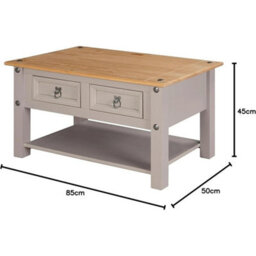 Wax Coffee Table With 2 Drawers, Solid Pine Wood Coffee Table - thumbnail 2