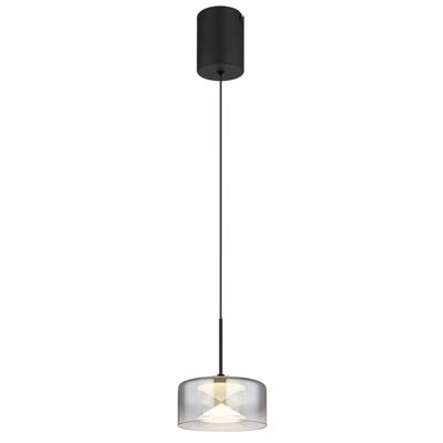 Luminosa Lighting Luminosa Belinda Slim Pendant Ceiling Light Matt Black Smoke Glass Shade Led 4000K - image 1
