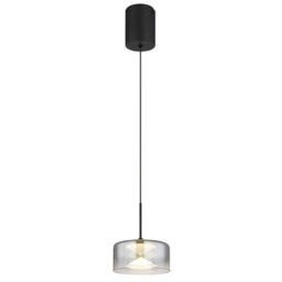 Luminosa Lighting Luminosa Belinda Slim Pendant Ceiling Light Matt Black Smoke Glass Shade Led 4000K