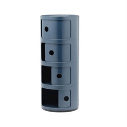 Grey- 4Tiers Cylindrical Round Storage Cabinet Cupboard Shelf Side End Table Shelf - thumbnail 3