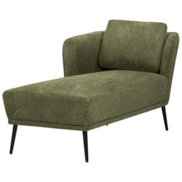 Beliani Right-Hand Chaise Longue Artheze Fabric Dark Green - thumbnail 4