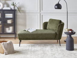 Beliani Right-Hand Chaise Longue Artheze Fabric Dark Green - thumbnail 2