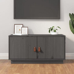 Berkfield Tv Cabinet Grey 80X34X40 Cm Solid Wood Pine - thumbnail 1
