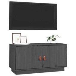 Berkfield Tv Cabinet Grey 80X34X40 Cm Solid Wood Pine - thumbnail 4