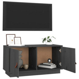 Berkfield Tv Cabinet Grey 80X34X40 Cm Solid Wood Pine - thumbnail 5