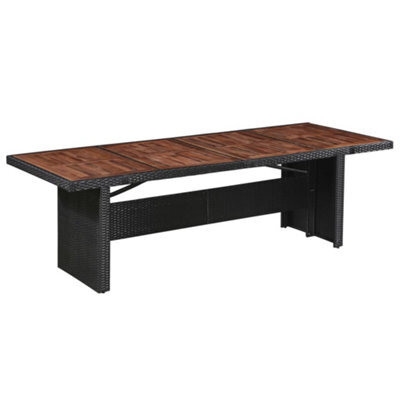 Berkfield Garden Table 240X90X74 Cm Poly Rattan And Solid Acacia Wood - image 1