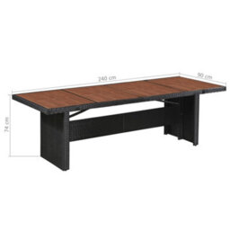 Berkfield Garden Table 240X90X74 Cm Poly Rattan And Solid Acacia Wood - thumbnail 4