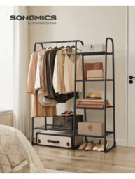 Songmics Clothes Rail, Freestanding Clothes Rack, 5 Storage Shelves, Metal Frame, 40 X 101.7 X 153.3 Cm, Matte Black
